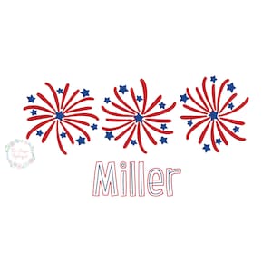 Patriotic fireworks for the Fourth of July satin stitch machine embroidery design file