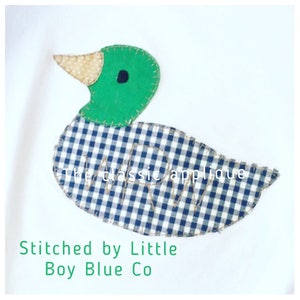 mallard duck blanket stitch, vinage style applique embroidery design