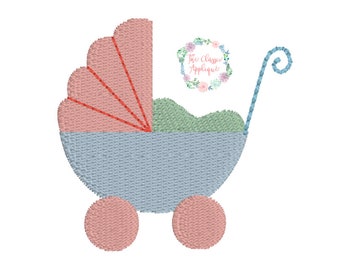 Baby carriage, stroller mini fill stitch machine embroidery design file