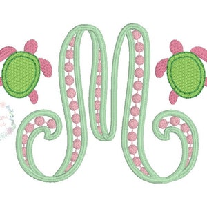 Single summer sea turtle mini fill stitch machine embroidery design file by The Classic Applique