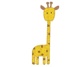 giraffe blanket stitch vintage style applique design file for embroidery