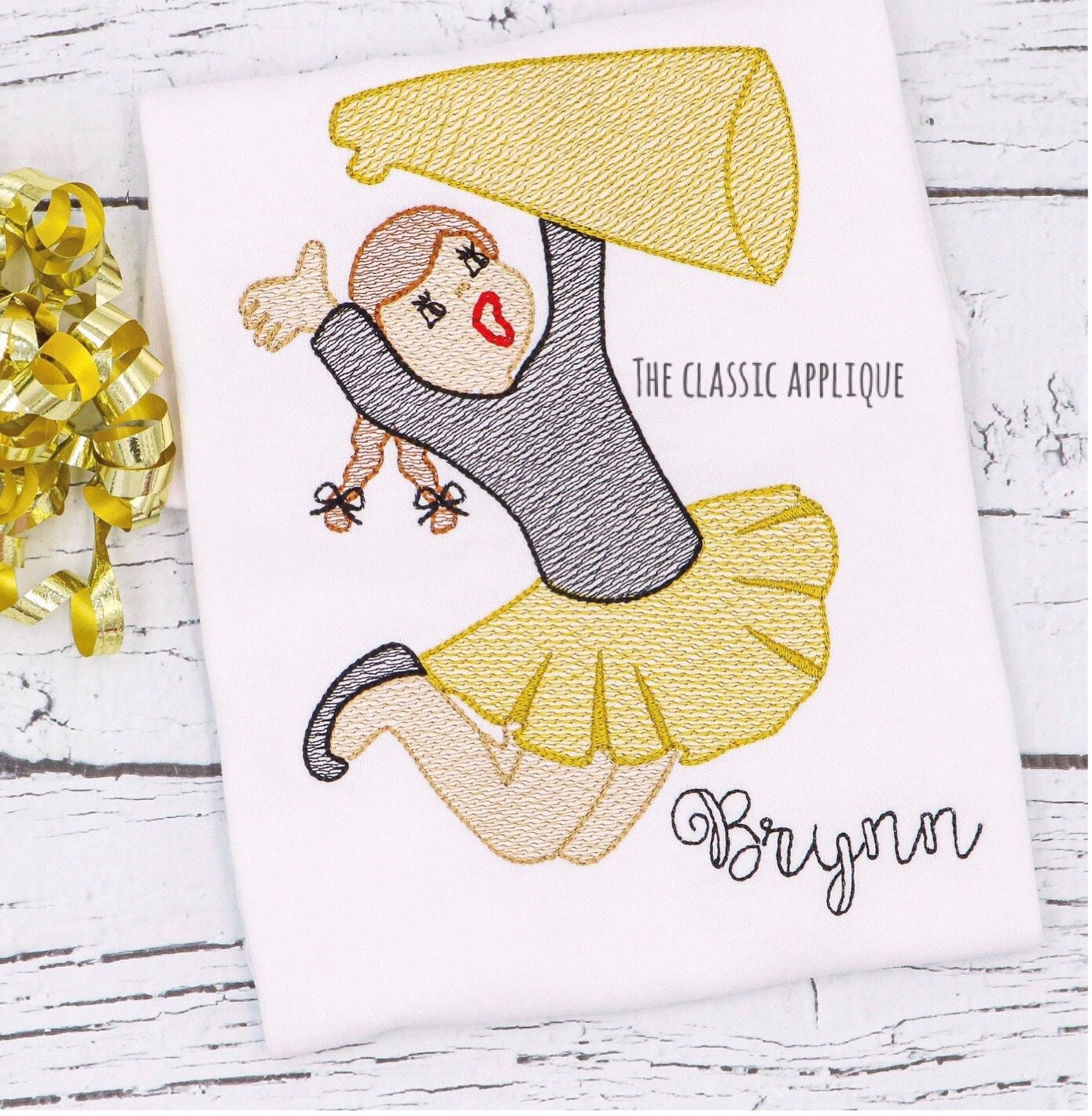 Vintage Football Cheerleader With Megaphone Sketch Fill Light - Etsy