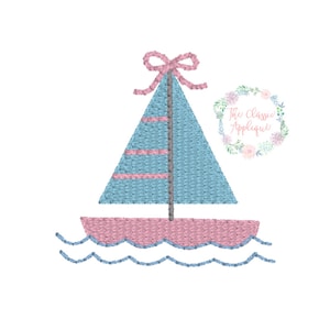 Summer sailboat with or without bow mini fill stitch machine embroidery design file
