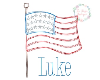 Patriotische amerikanische Flagge für den 4. Juli Doodle Vintage Stich Maschine Stickerei Design-Datei