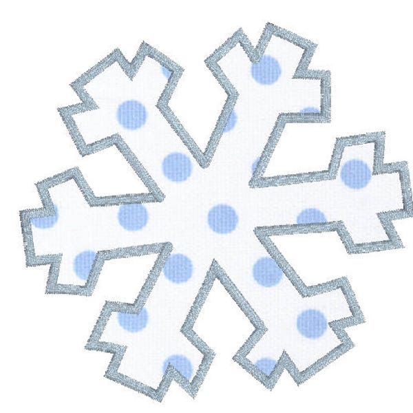 winter snowflake applique with satin stitch and blanket stitch finish embroidery design files