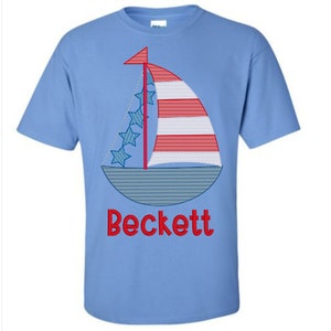 Sommer patriotisch für 4. Juli Segelboot mit Sternen Sketch Füllung, leichte Füllung, Schnellstich Maschinenstickerei Design