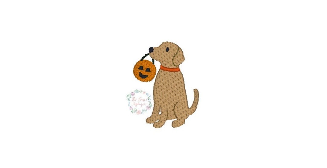 Halloween Dog Holding Jack O Lantern Candy Basket Mini Fill Stitch ...