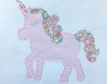 unicorn blanket stitch, vintage style applique embroidery design in 4x4, 5x7, and 6x10