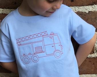 firetruck vintage stitch, quick stitch, sketch embroidery design file