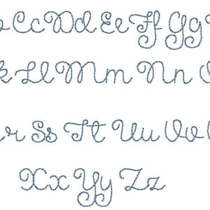 The Scarlett font, vintage stitch, quick stitch, script, machine embroidery design file in .5 inch, 1 inch, 1.5 inch, and 2 inch 画像 2