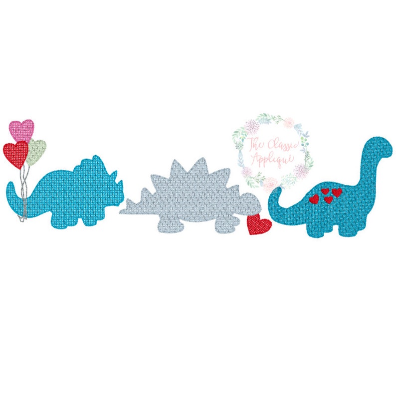 Download Valentine's day dinosaur trio with hearts sketch fill | Etsy