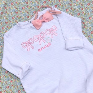 Bow trio bean stitch, vintage stitch applique machine embroidery design file