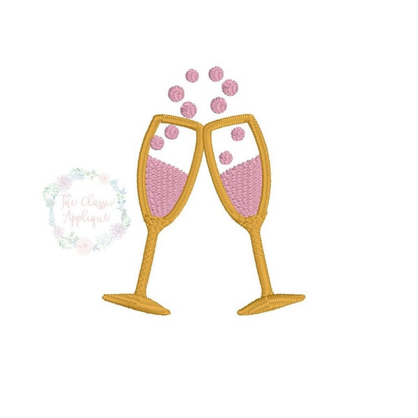 Champagne bubbles mini fill stitch machine embroidery design file by The Classic Applique