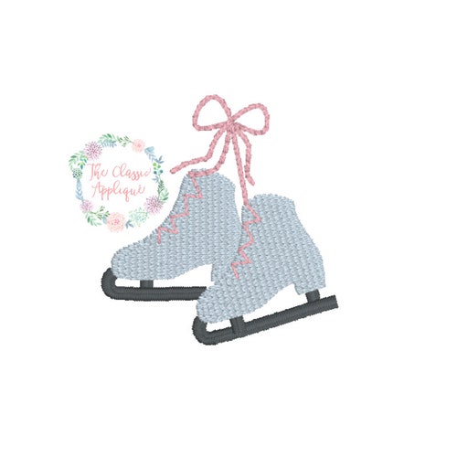 Winter Ice Skates With Bow Mini Fill Stitch Machine Embroidery Etsy