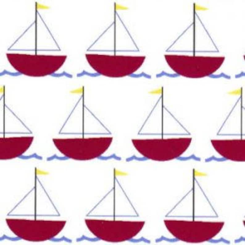 Summer nautical sailboat zigzag applique on waves machine Etsy