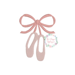 Ballet slippers, ballet shoes with bow mini fill stitch machine embroidery design file