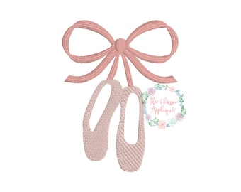 Ballet slippers, ballet shoes with bow mini fill stitch machine embroidery design file