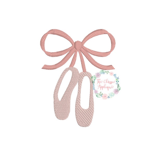 Ballet slippers, ballet shoes with bow mini fill stitch machine embroidery design file