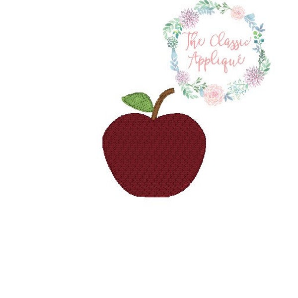 back to school, fall mini fill stitch apple machine embroidery design