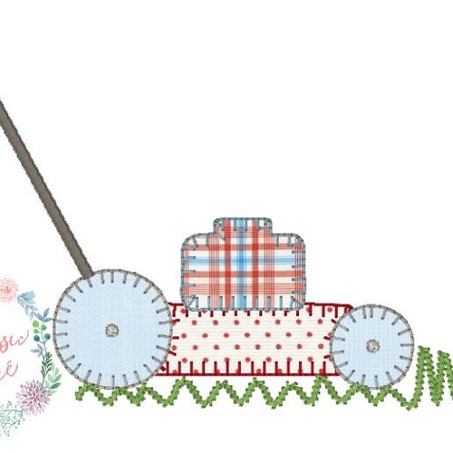 Blanket Stitch Lawn Mower Applique With Vintage Stitch Quick Etsy