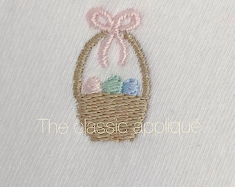 mini fill stitch Easter basket with bow embroidery design file in 1 inch, 1.5 inch, and 2 inch