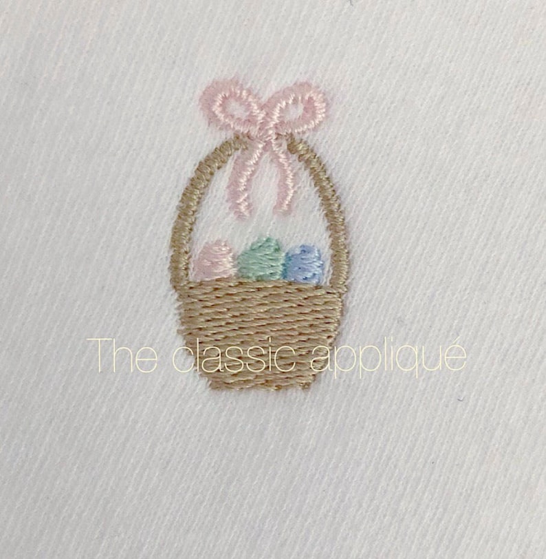 Mini Fill Stitch Easter Basket With Bow Embroidery Design File in 1 ...