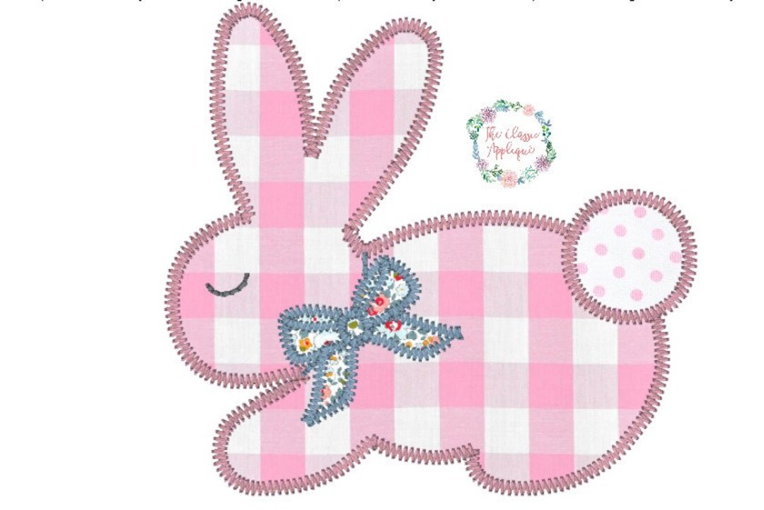 Easter Bunny With Bow Girl Zig Zag Stitch Applique Machine - Etsy