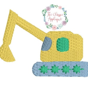 Excavator construction boy transportation mini fill stitch machine embroidery design file