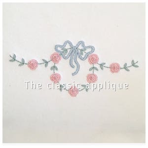 heirloom style rosette and vine swag with and without bow embroidery design files