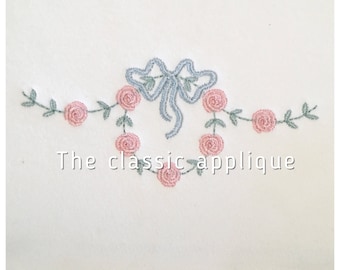heirloom style rosette and vine swag with and without bow embroidery design files