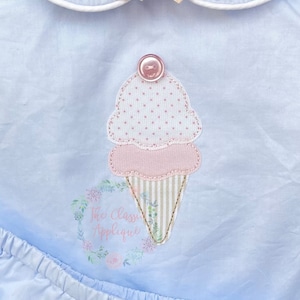 Sommer Eis Kegel Vintage BohnenStich Applikation Maschine Stickerei Design-Datei