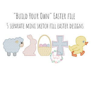 Combined file of 5 separate, individual mini sketch light fill quick stitch &gt;aster machine embroidery design files
