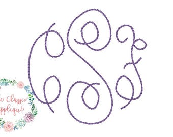 Miller font, vintage stitch, hand embroidery look alike three letter font embroidery design file in two inch and three inch