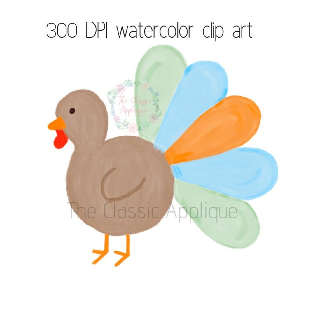 Thanksgiving Boy Turkey Watercolor PNG Printable Digital Clip Art File ...