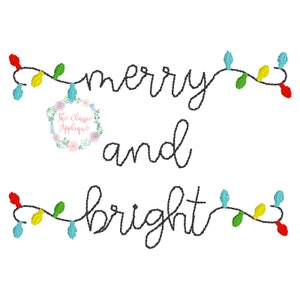 Joyeux et lumineux point de haricot de lumière de Noël, police de point de cru