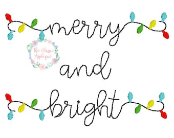 Merry and Bright Christmas light bean stitch, vintage stitch font