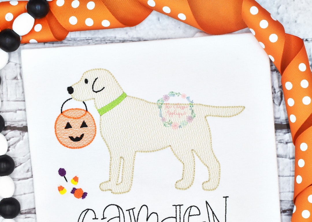 Halloween Dog With Candy Bucket Sketch Fill, Light Fill, Quick Stitch ...