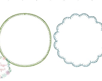 separate Scallop and circle blanket stitch applique patches machine embroidery designs