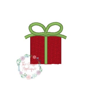 Christmas or birthday present with bow mini fill stitch machine embroidery design file in .93, 1.5, and 2 inch size