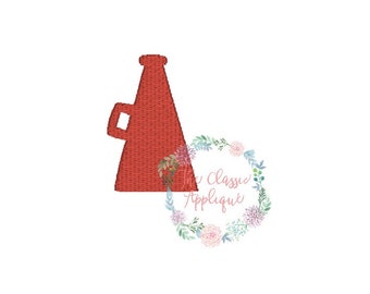 Single cheerleading megaphone for football machine embroidery design file in 1 inch, 1.5 inch, and 2 inch