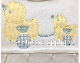 duck vintage pull toy blanket applique design file for embroidery