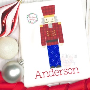 Christmas nutcracker blanket stitch applique vintage style design file for embroidery