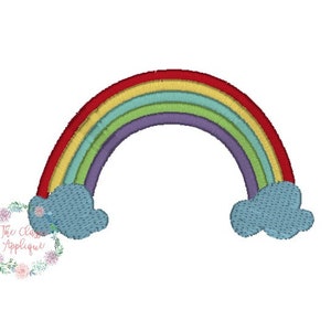 Regenbogen mit Wolken multicolor Mini Füllen Stich Maschine Stickerei Design-Datei in drei verschiedenen Größen