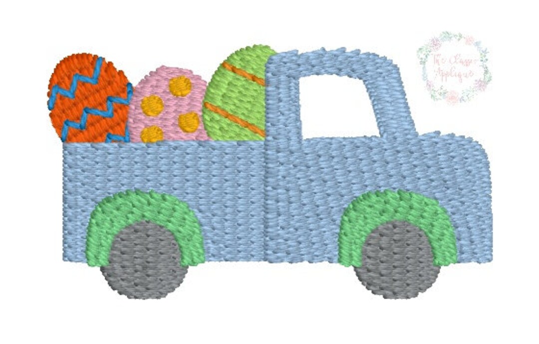 Easter Truck With Easter Eggs Mini Fill Stitch Machine Embroidery ...