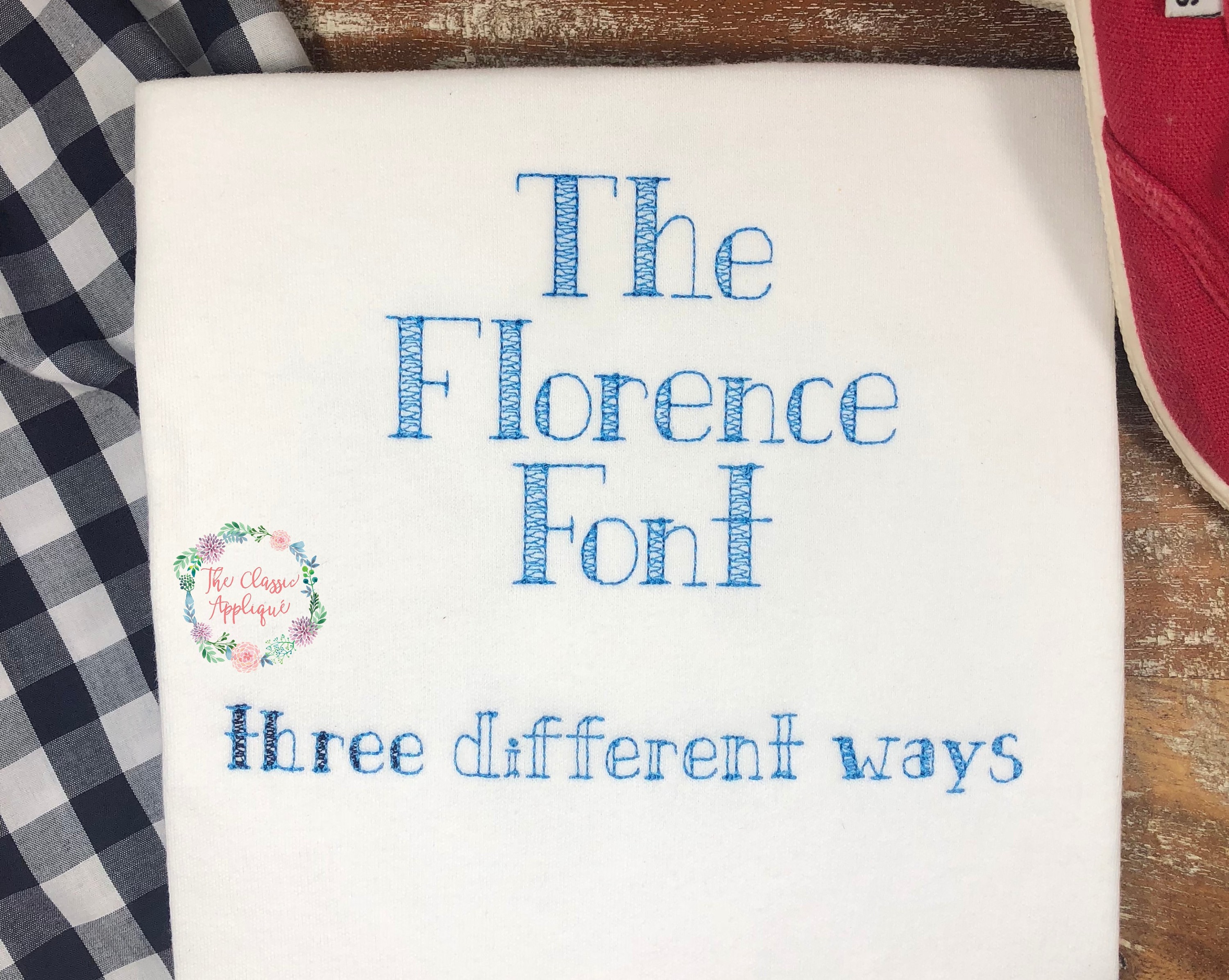 Florence sketch fill, light fill quick stitch vintage stitch font machine embroidery design in four different sizes
