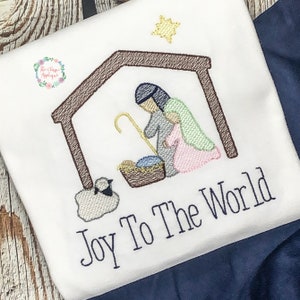 Christmas manger nativity with lamb and star sketch fill, light fill, quick stitch, machine embroidery design file