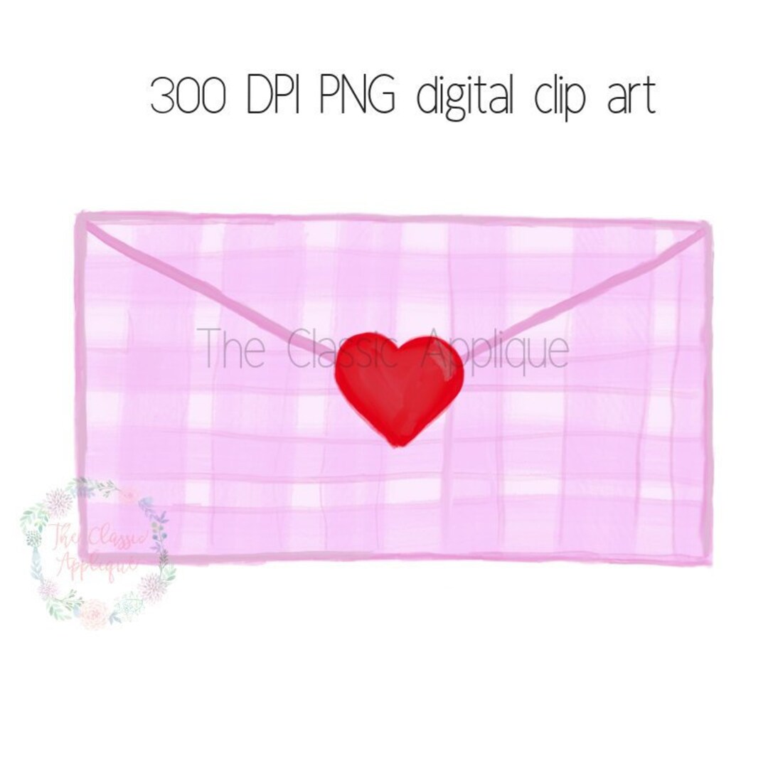 Valentine's Day Envelope in Pink With Heart Watercolor PNG Printable ...
