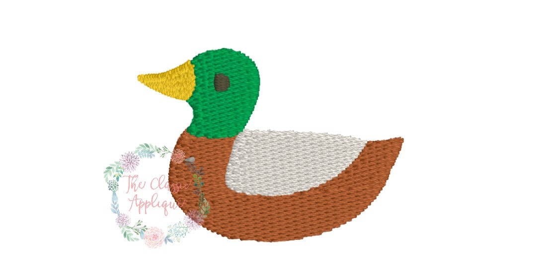 fall boy mallard hunting duck mini fill stitch machine embroidery design in 1, 1.5, and 2 inch