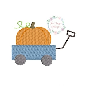 Herbstwagen mit Kürbis Mini Füllstich Maschinenstickerei Stickdatei