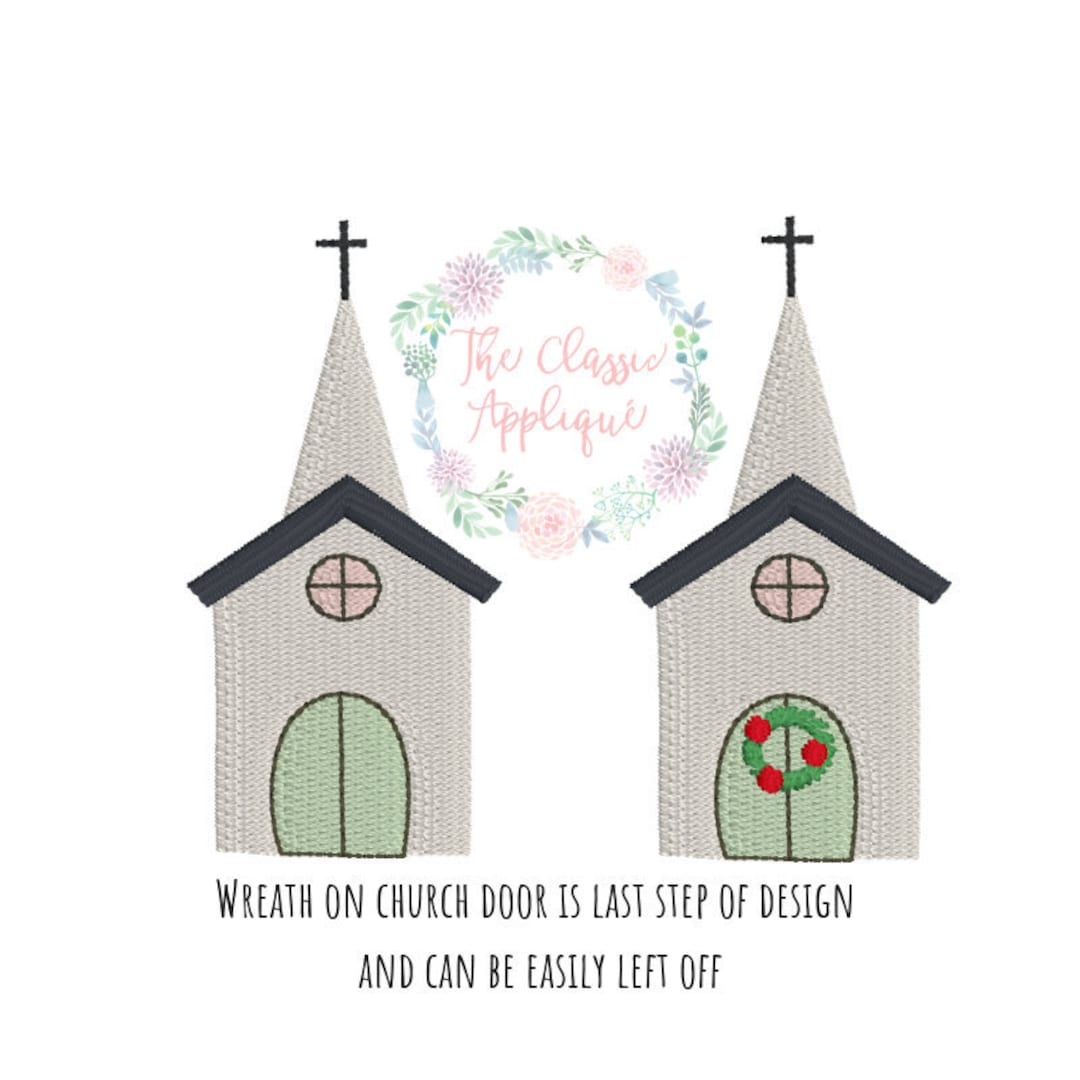 Church, Chapel With Steeple Mini Fill Stitch Machine Embroidery